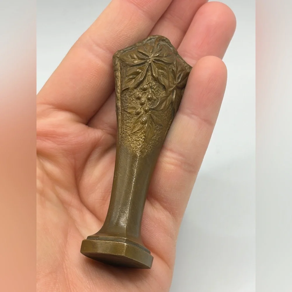 A. Dahl Signed Antique Art Nouveau Bronze Wax Seal, Blank Wax Seal Collectible